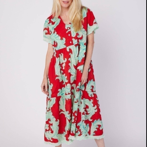 238) Cadenza Resort Spring Summer Dress Red Mist Spring - Picture 1 of 2